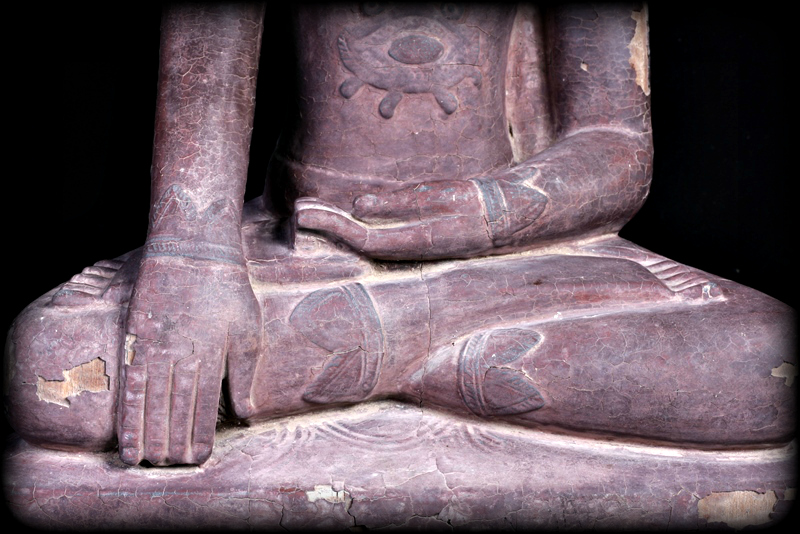 Extremely Rare 18C Wood Ava Burma Buddha #CA1075